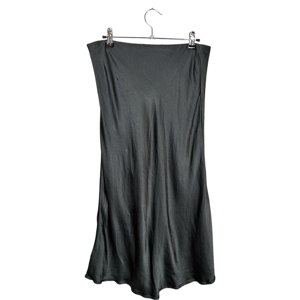 Rails Anya Forest Green Satin Midi Skirt - Picture 2 of 8